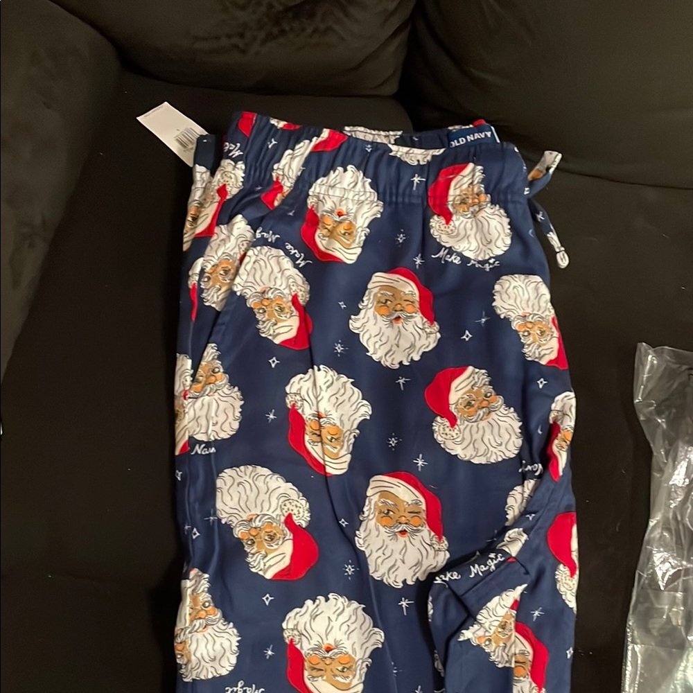 Old Navy Blue and Red (white) Santa Pajama Bottoms